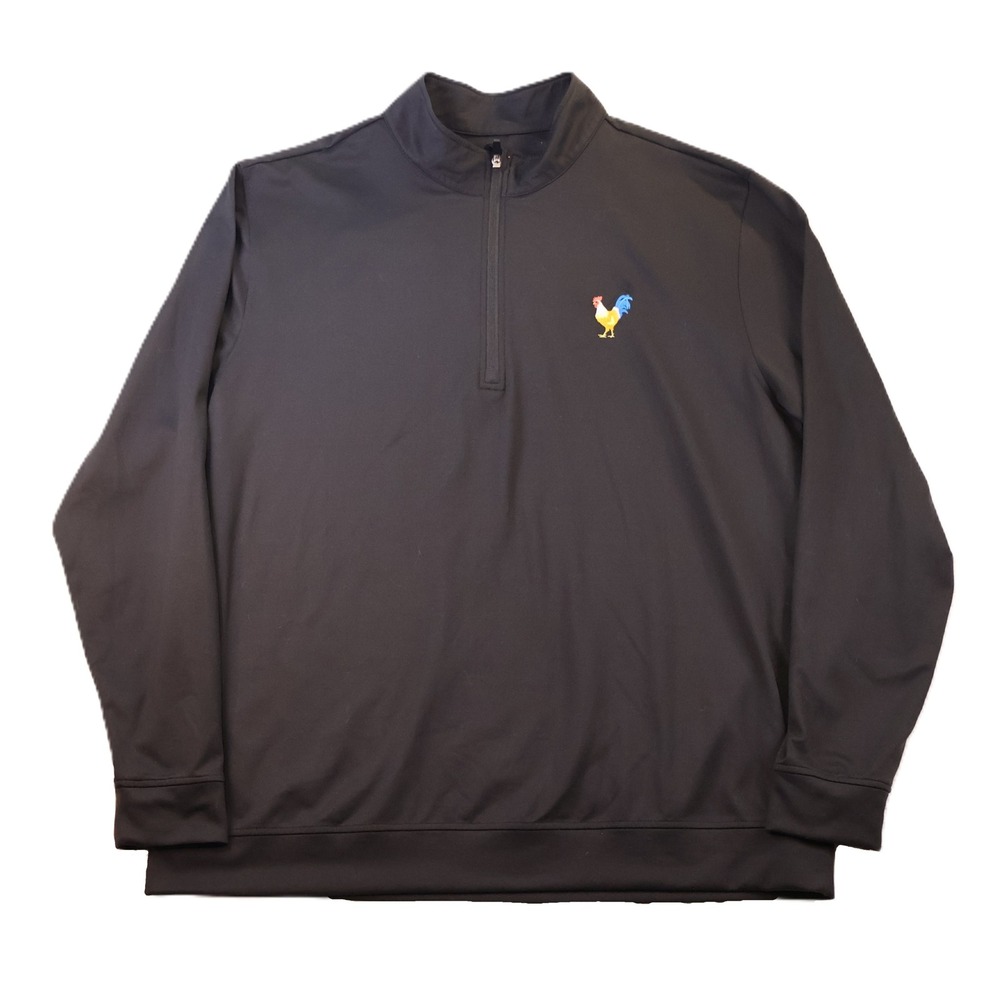Waggle Mens 2XL Quarter Zip Pullover Black Rooster Embroidered Performance Golf